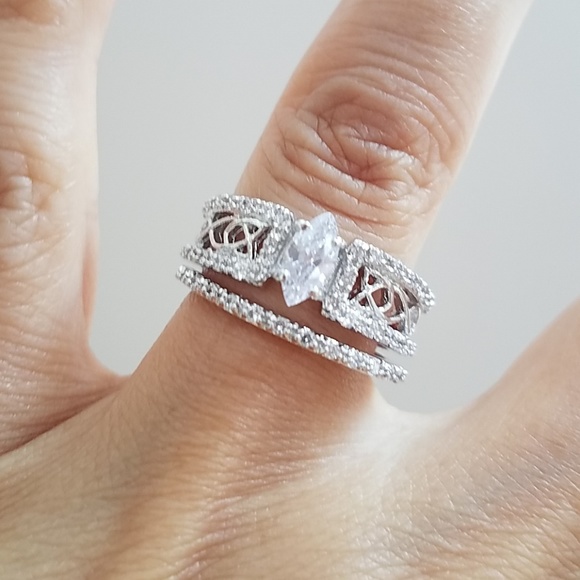 0.50ct Marquis Engagement Ring 2pc set - Picture 2 of 12